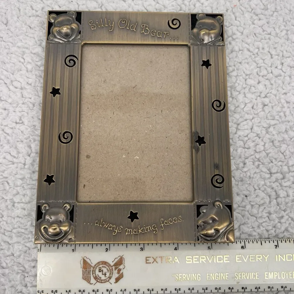 Disney Winnie the Pooh Picture Frame Silly Old Bear Metal Brushed Gold Photo